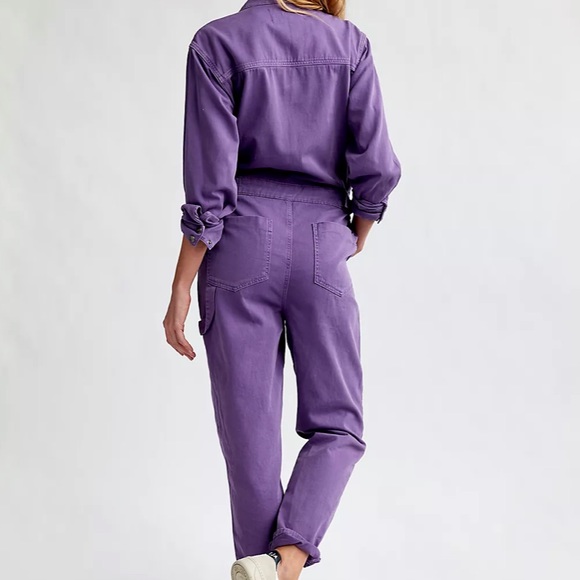 OneTeaspoon x Free People Starship M Pink Utility Denim Jumpsuit Coveralls - Picture 8 of 13